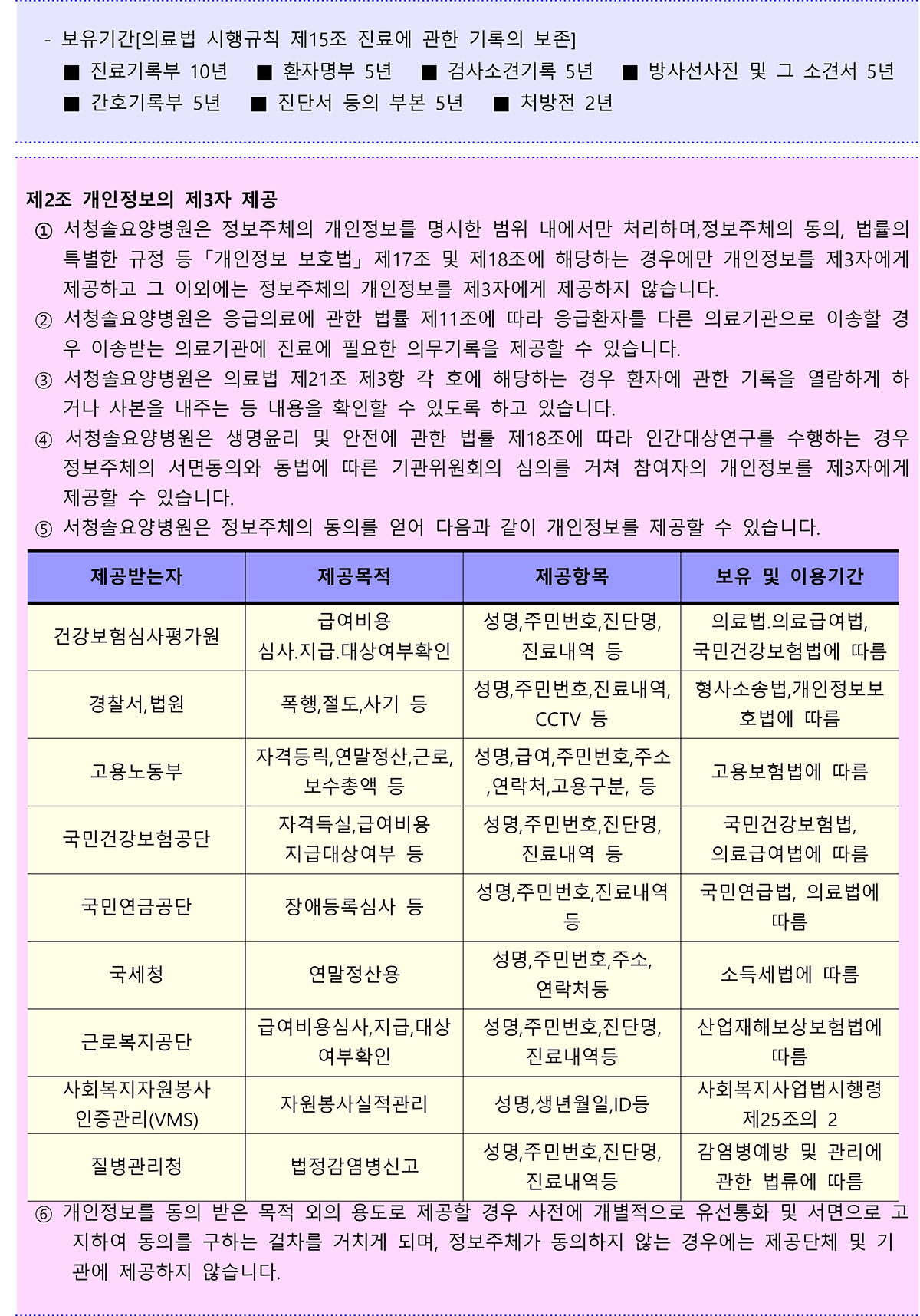 개인정보처리방침 안내